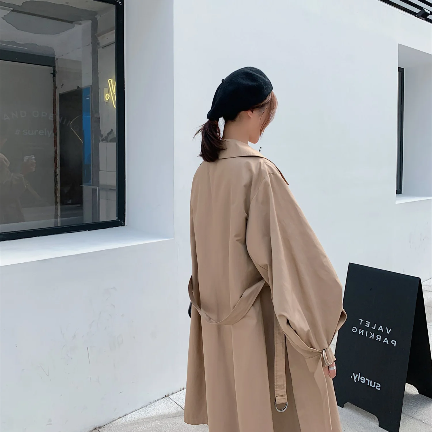 

2019 Autumn Clothing Popular waitmore over-the-Knee Trench Coat Women's Spring And Autumn Mid-length Overcoat Short-height Briti