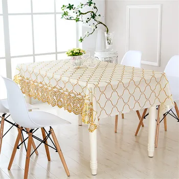 

Europe Bronzing PVC Tablecloth Gilding Tea Dining Table Cover Waterproof Rectangle Home Use Table Cloth tapetes toalha de mesa