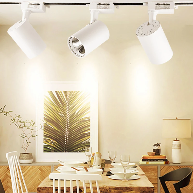 LED Track Light 220V COB Track Lights Rail Led Spot Light 12/20/30/40W Spotlights For Home Clothing Shop Track Lamp Whole Set
