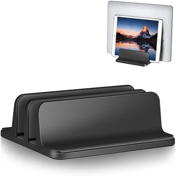 

2 Slot Vertical Laptop Stand Adjustable Tablet Laptop Holder Aluminum Alloy Cooler Space-Saving Fits for Most Laptop