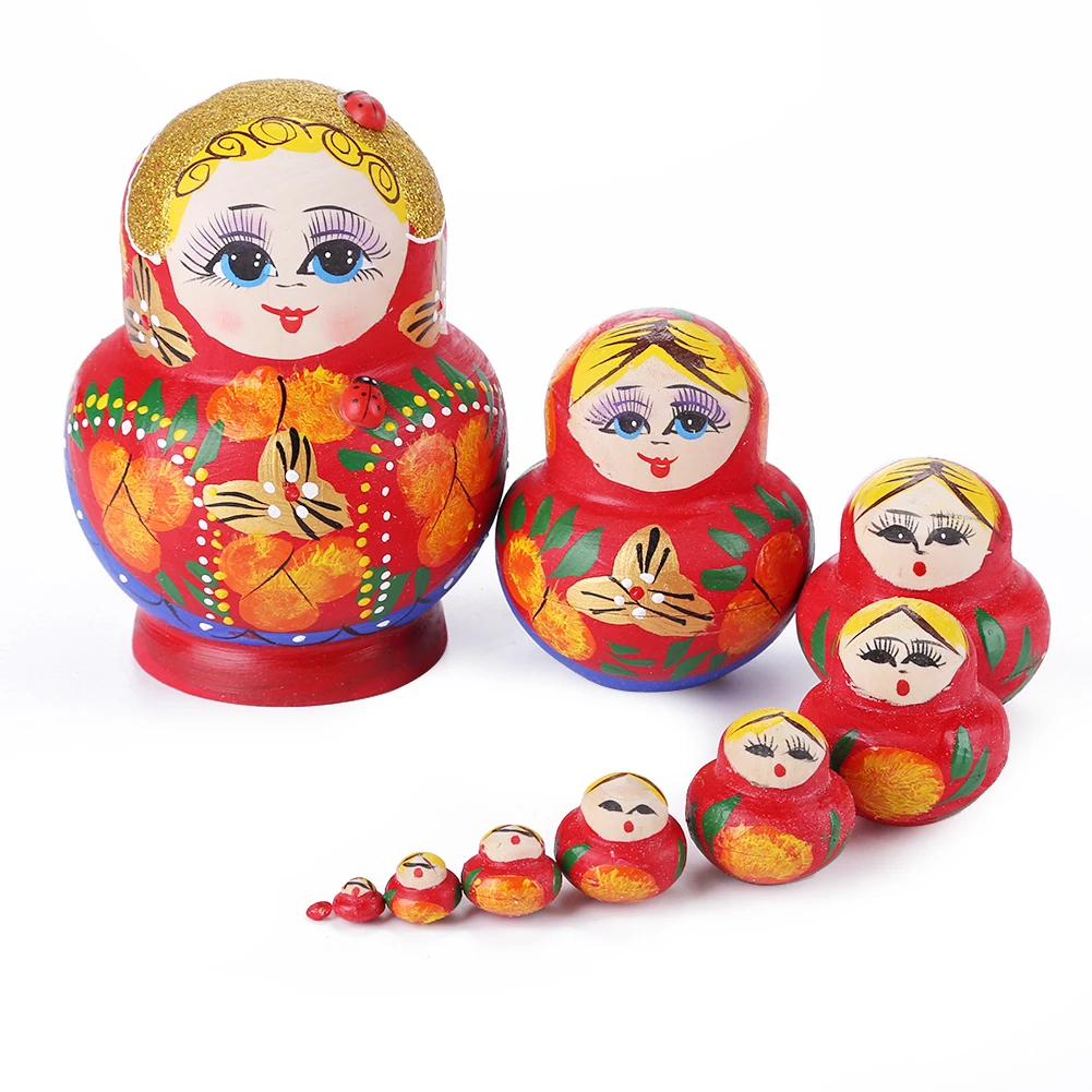 HEALLILY poupées gigognes Russes en Bois Matryoshka Jouet gigogne Russe 5 Couches empilant des poupées Artisanat pour Enfants Collection Cadeau danniversaire de Noël 