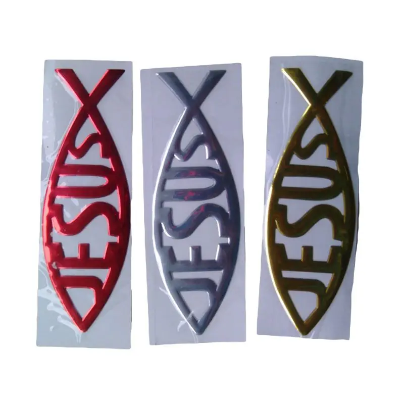 

Jesus Fish 3D Car sticker Soft PVC Chromed Emblem Badge Car Styling Decoration Waterproof Decal Christian Decal Sticker