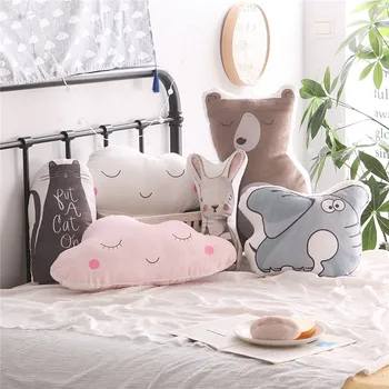 

Decorative Pillows Cartoon Clouds Rabbit Bear Elephant Cushion Cute Baby Pillows Sleep Toys Stuffed Plush Dolls Gifts For Kids