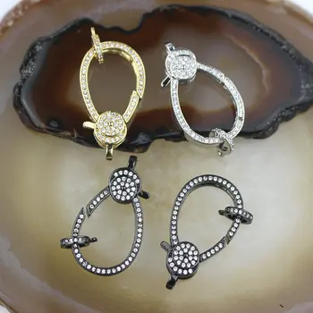 

25*15mm 5pcs/lot Good quality drop shape cz clasp,plated cz charm,closure bracelet/necklace component wholesale
