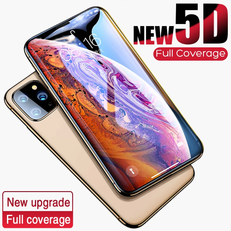 Защитное стекло 5D с закругленными краями для iPhone 7 8 6 6s Plus, закаленное защитное стекло для экрана для iPhone 11 Pro X XR XS Max