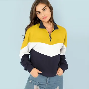 

Women Sweatshirt Multicolor Minimalist O-Ring Zip Turtle Neck Raglan Sleeve Hooides Autumn Casual Pullovers Student Sportwear 5