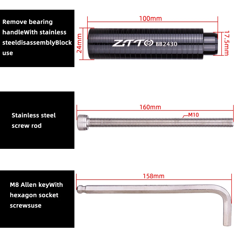 ZTTO MTB Bicycle Bottom Bracket Bearing Remove Install Tool Road Bike BB Press Fit 24mm 30mm  BB86 BB30 BB92 PF30 Repair Kit