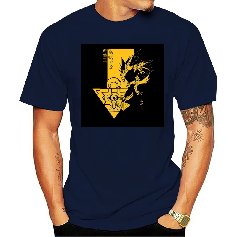 

2020 NEW T Shirt Yu-Gi-Oh Yami Yugi Pharaoh Atem With Puzzle Profile Black Summer Style Tee