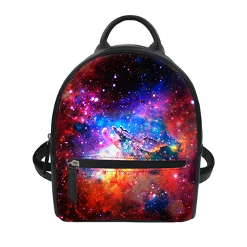 

Customzied Galaxy Leather Shoulder Backpack For Teenager Girls Space Star Printing School Rucksack Small Leisure Mochila Escola