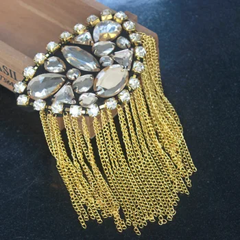 

High-end New Punk Tassel Chain Metal Broch Organza Big Shoulder Hombro Kpop Handmade Nail Spike Epaulets Dress Women Accessories