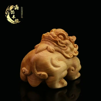 

Sculpture Crafts Boxwood carving Home accessories Chinese gods and beasts Wooden artwork Dragon turtle gift Tea table ornaments