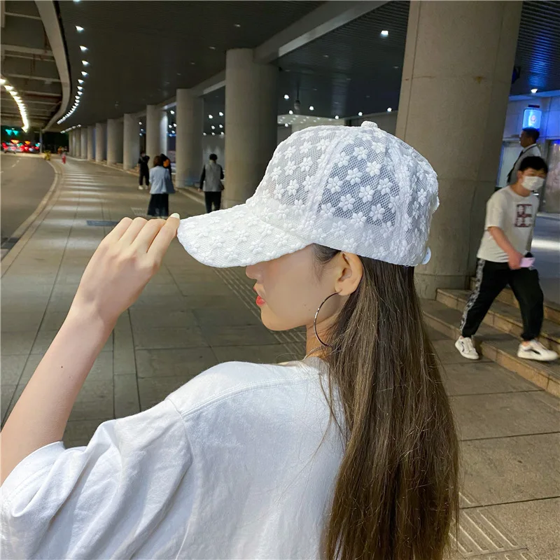 

Women's Lace Small Flower Baseball Caps Breathable Mesh Floral Hat Gorras Summer Cap Snapback Casquette Visor Cap