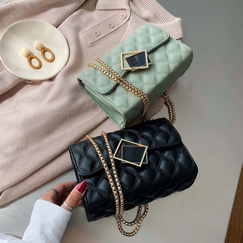 

Solid Color PU Leather Crossbody Bags For Women 2019 Luxury Sac a Main Femme Lock Chain Shoulder Messenger Bag Lady Handbags