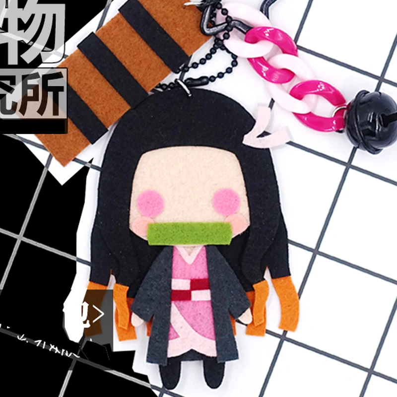 

Demon Slayer 100% Handmade DIY Material Cute Japan Anime Kamado Nezuko Plush Keychain Doll Cosplay Toy Hanging Kits Tools Gift