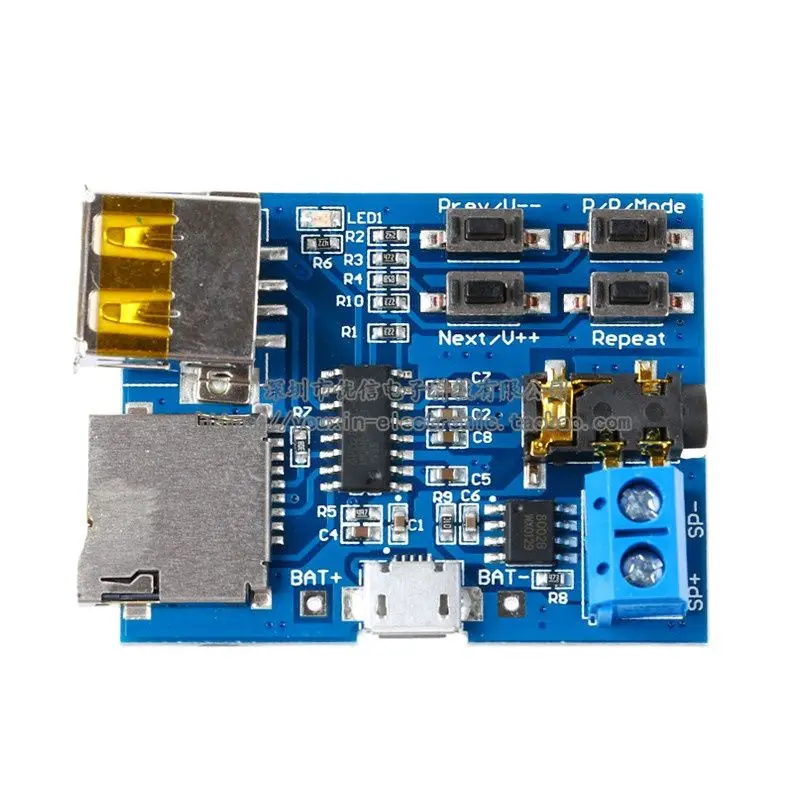 

Mp3 модуль поставляется с усилителем мощности mp3 декодер TF карта U диск декодер плеер