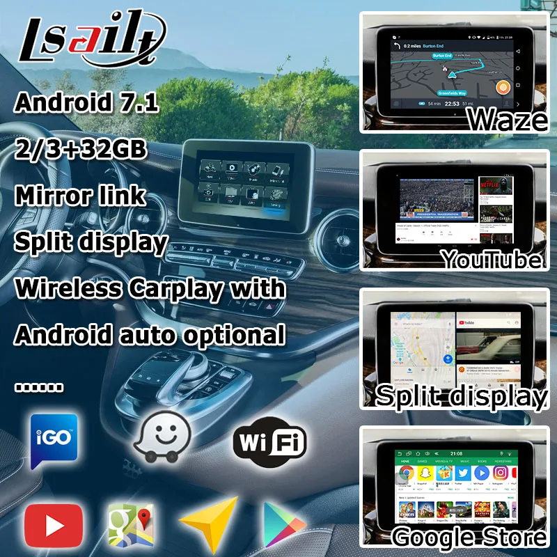 Lsailt Android gps-навигатор для Mercedes benz V class NTG 5,0 видео интерфейс Зеркало Ссылка Яндекса navi коробка с Carplay
