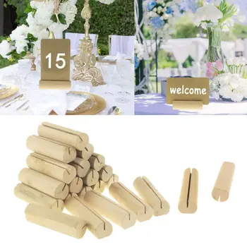 

20pcs Natural Wooden Pile Name Place Card Photo Holder Menu Number Clip Stand Wedding Party Table Decor