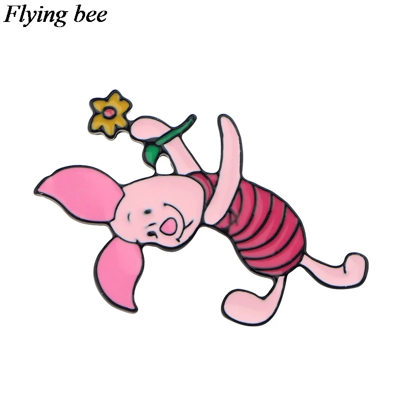 Flyingbee, креативные значки с медведем, Мультяшные металлические булавки для женщин и мужчин, булавка для рюкзака, индивидуальная детская булавка, очаровательные ювелирные изделия X0605