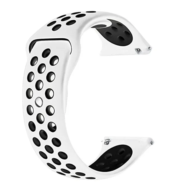 white black Ремешок для часов 22 мм 20 мм для samsung gear S2 S3 frontier Galaxy Watch Active2 42 мм 46 мм силиконовый ремешок для Huami amazfit huawei gt 2 - Цвет ремешка: white black