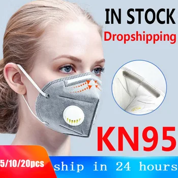 

5/10/20 Pcs KN95 Face Mask with Breathing Valve Dust Mask with Valved Dust-proof Face Mask Face Equivalent To FFP2 Close To FFP3