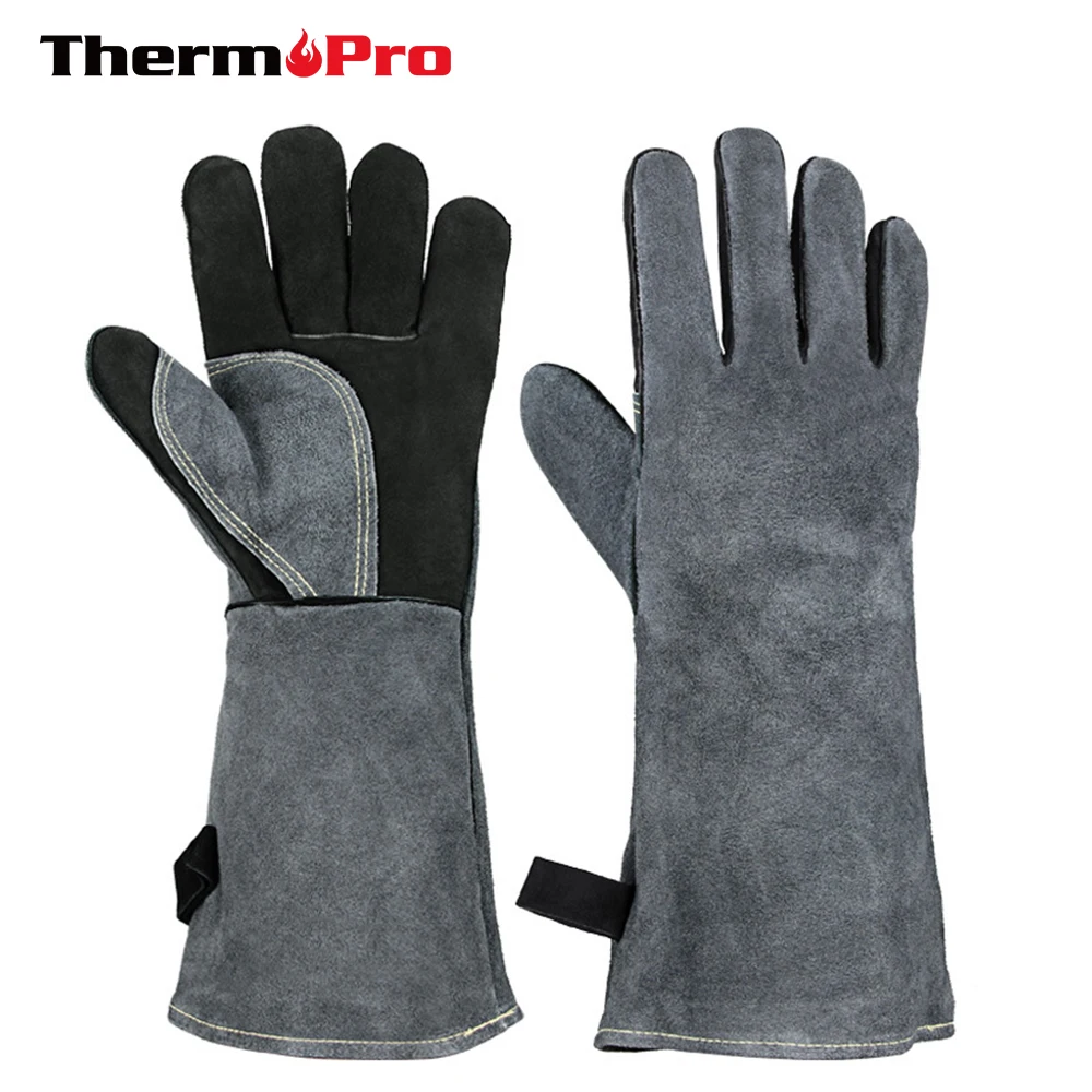 ThermoPro GL02 500℃ Heat Resistant Oven Gloves Mitts Baking BBQ Gloves For Grill Heat Insulation Leather Forging Welding silicone oven mitts kitchen gloves silicone oven gloves