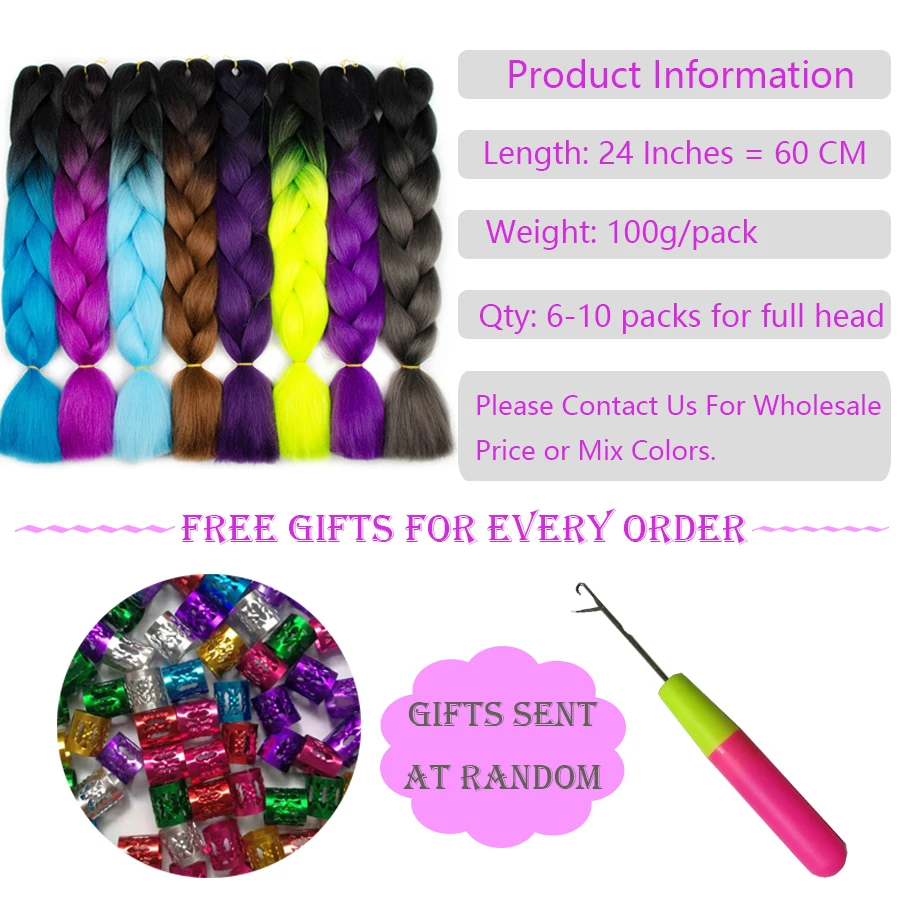 Kanekalon Hair Extension 100g 24Inch Pre Stretched Afro Hair for Women