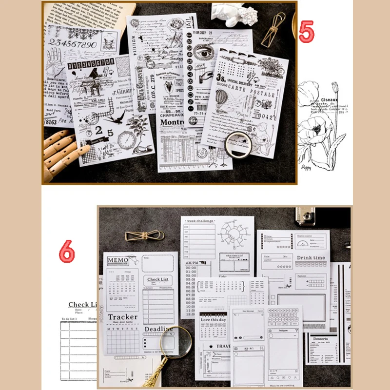 6 листов наклейки деко фон планировщик бумажный материал DIY ремесло Bullet Journal