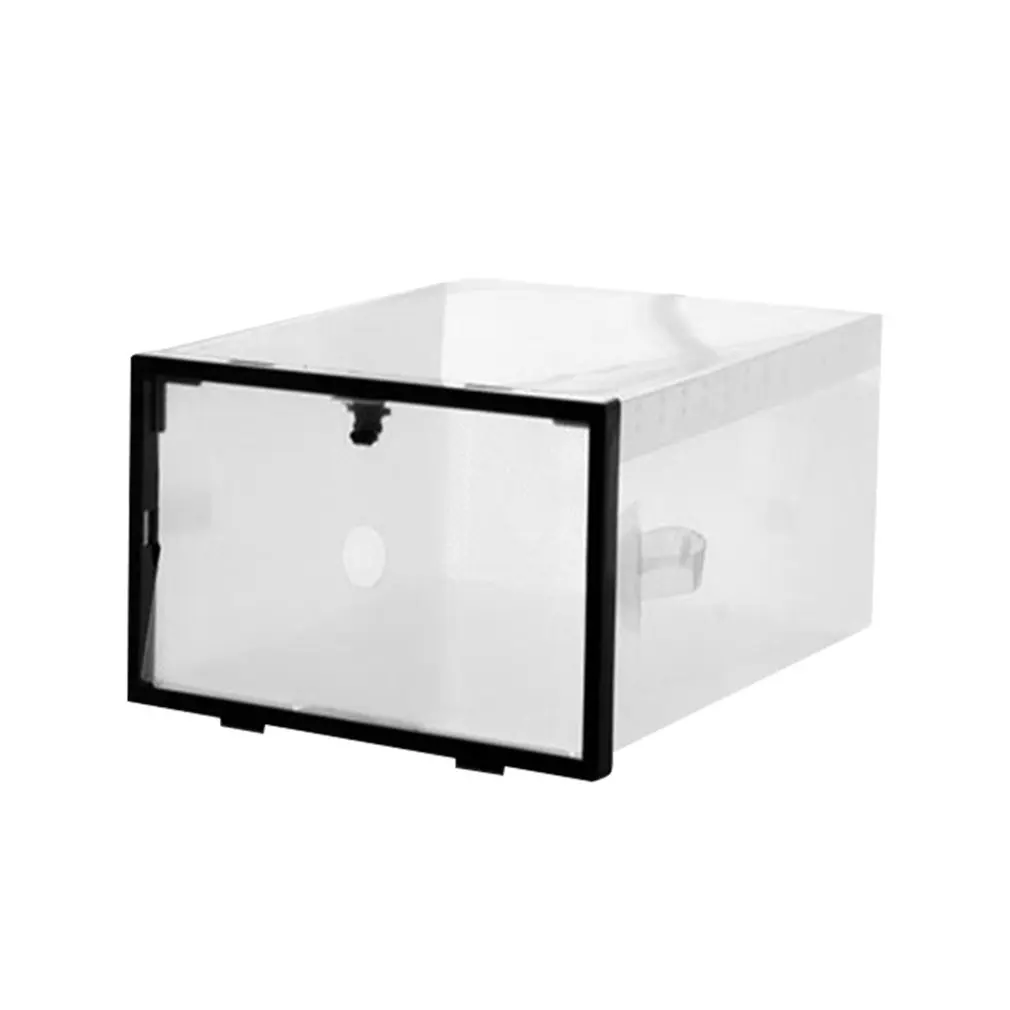 

Clear Plastic Stackable Transparent Shoe Box Shoes Storage Box Drawer Creative 5 ColorsPink
