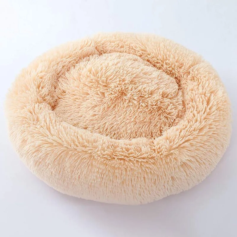 Brown Круглая кровать для кошек и собак, моющаяся сумка с сеткой будка для питомца, собака, дышащий диван для отдыха, глубокий сон, кошачий подстилка, питомник, супер мягкие плюшевые прокладки - Цвет: Brown