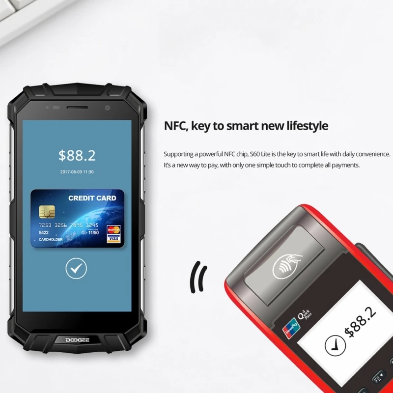 DOOGEE S60 Lite IP68 тройной проверки смартфон 4 Гб+ 32 ГБ 5580 мАч 5,2 ''Octa Core отпечатков пальцев с двумя сим-картами 4GCellphone Беспроводной заряда