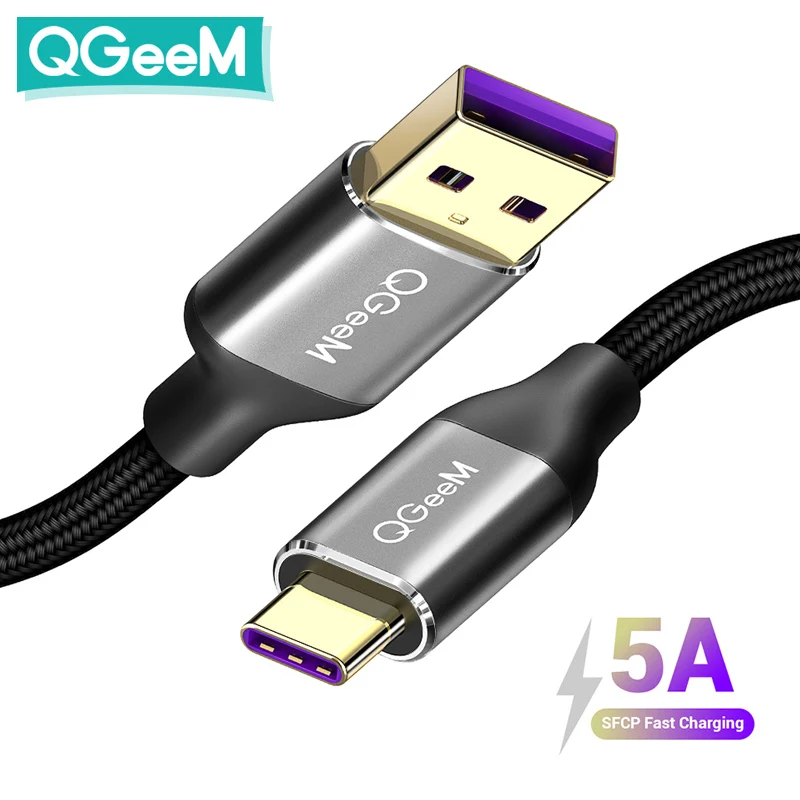 Кабель QGEEM 5A USB Type C для Huawei P20 Mate 20 Pro кабель быстрой зарядки и передачи данных Honor V10
