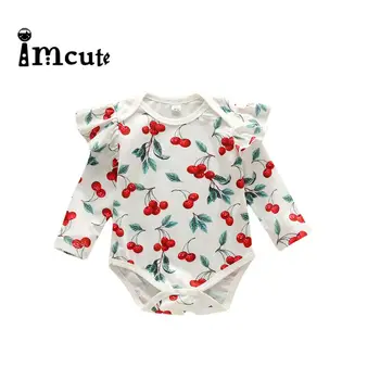 

Newborn Baby Bodysuit Autumn Clothes Boys Girls Jumpsuit Cherry Longs Sleeve Cotton Clothes Infant Outfits 0-24M for Kids Gifts