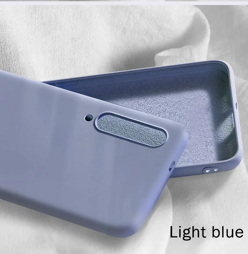 Жидкий силикон мягкий чехол для samsung Galaxy A50 A70 A40 A20 A30s A50s S8 S9 S10 Note 8, 9, 10, плюс противоударный чехол-накладка - Цвет: Light blue