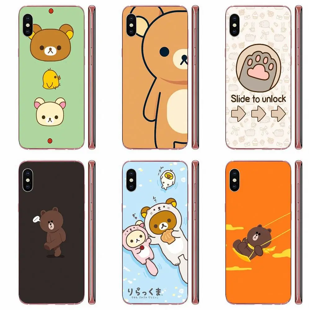 For Apple iPhone 11 Pro X XS Max XR 4 4S 5 5C 5S SE SE2 6 6S 7 8 Plus Soft Phone Cartoon Funny Rilakkuma Bear | Мобильные телефоны