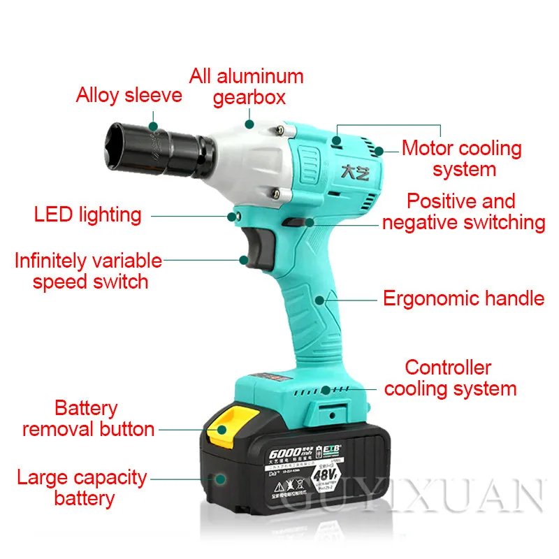 Безщеточный электрический гаечный ключ литиевая батарея Зарядка автомобильный ударный гайковерт педикюрный гаечный ключ инструмент