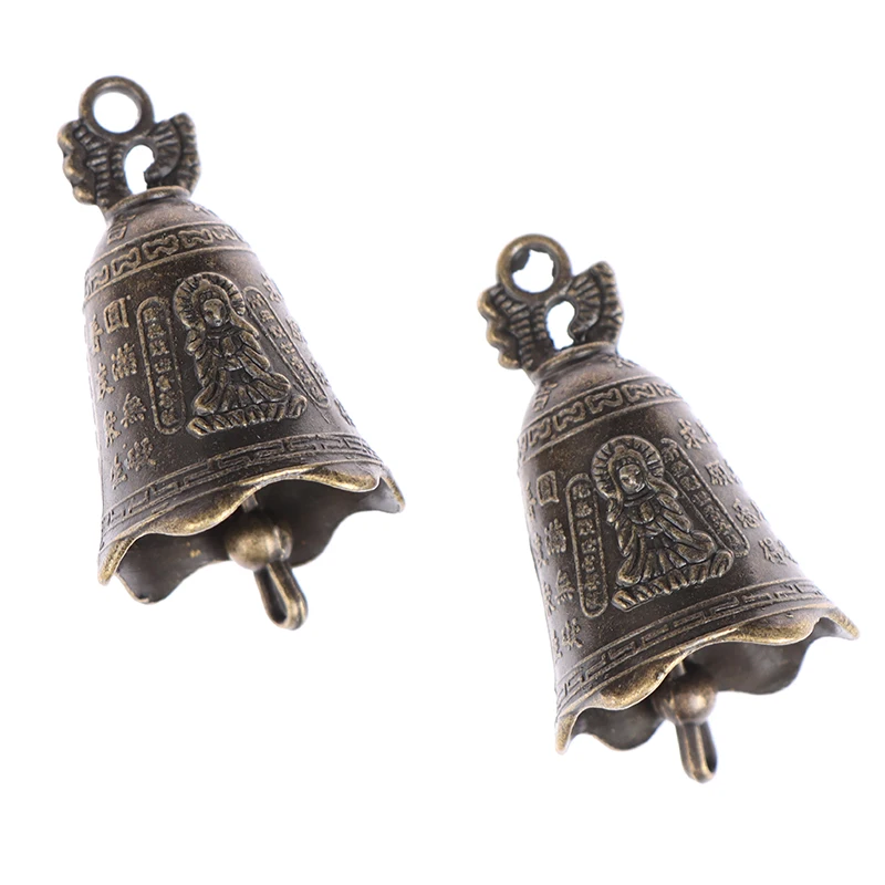 Alloy Bronze Antique Bell Chinese Mini Sculpture Pray Guanyin Buddha Bell Shui Feng Bell 6