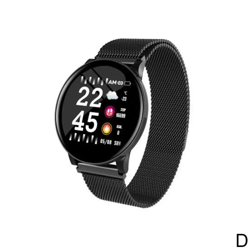 D Steel strap W8 смарт-браслет кровяное давление фитнес-трекер часы монитор сердечного ритма во время сна смарт-спортивные часы IP67 для Android IOS - Цвет: D Steel strap