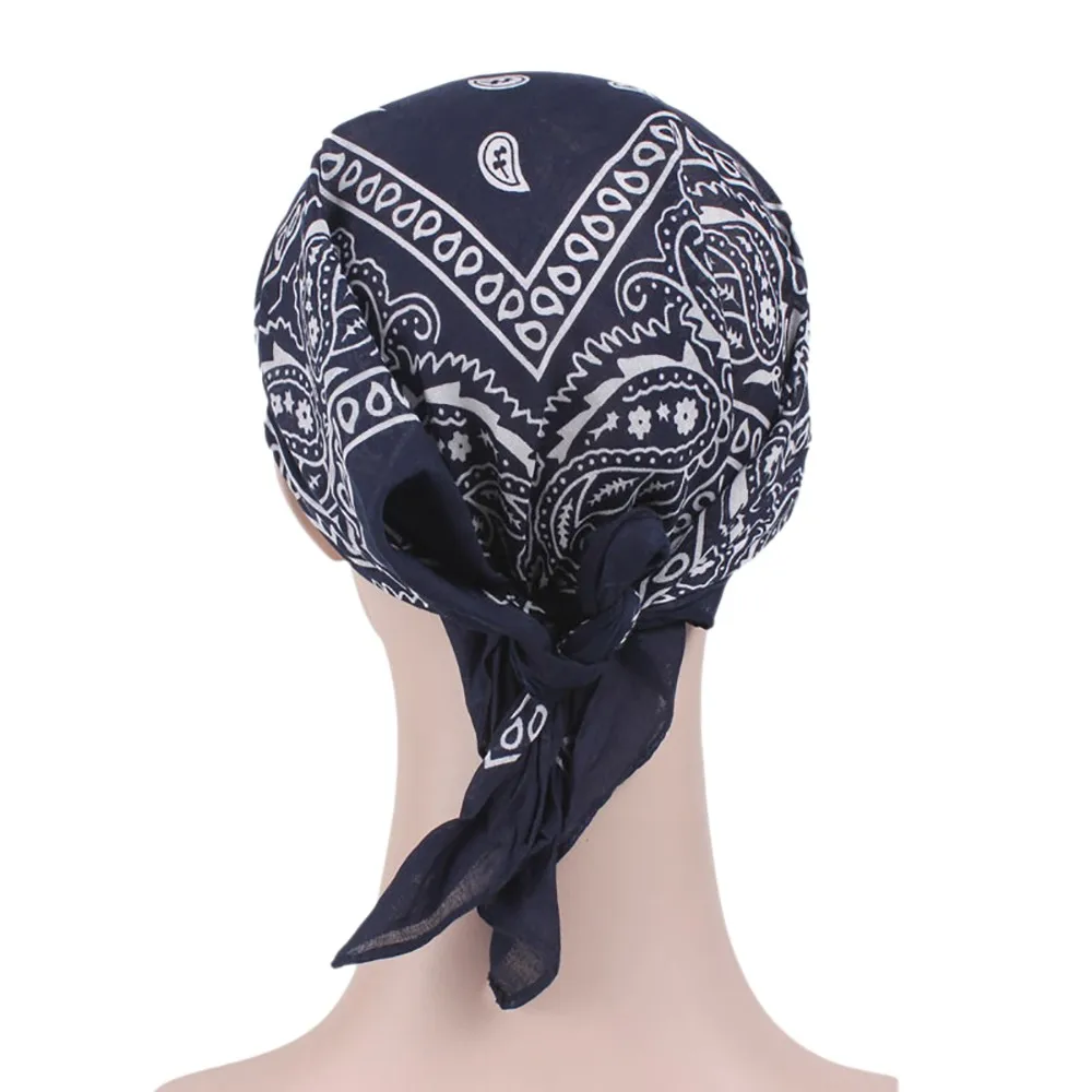 Flower Printed Cotton Head Scarf Visor Hat 6