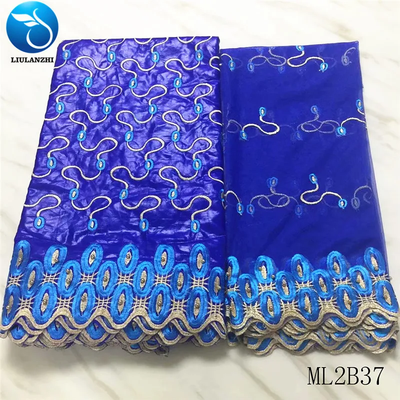 LIULANZHI африканская кружевная ткань синий Базен riche с бисером Лидер продаж вышивка нигерийский хлопок riche geterzn для женщин ML2B37