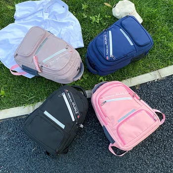 

Black Pink Women Backpack For Girls School Bags Teenage Oxford Waterproof School Back Pack Solid Fashion Bagpack Pouch 2020 New