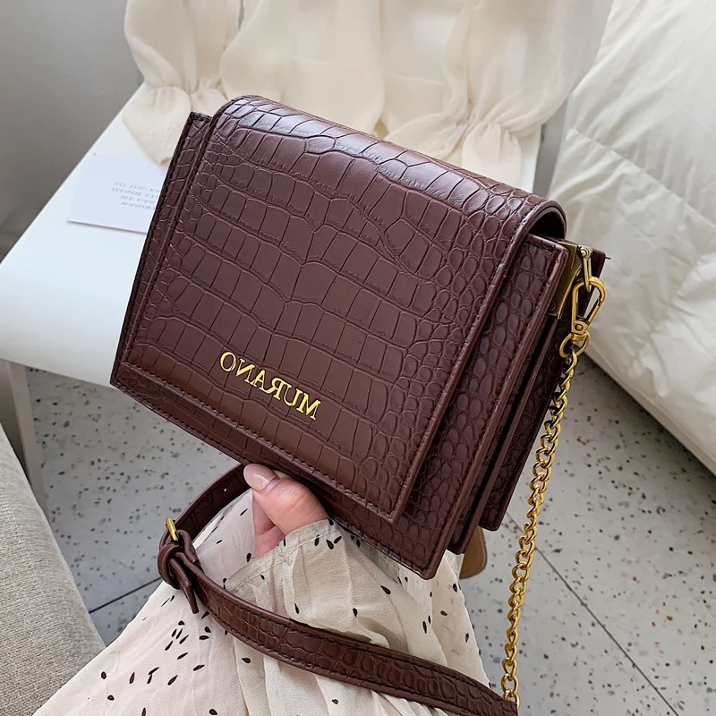 

Stone Pattern PU Leather Crossbody Bags For Women 2019 2 Pcs Shoulder Belts Small Shoulder Messenger Bag Lady Chain Handbags