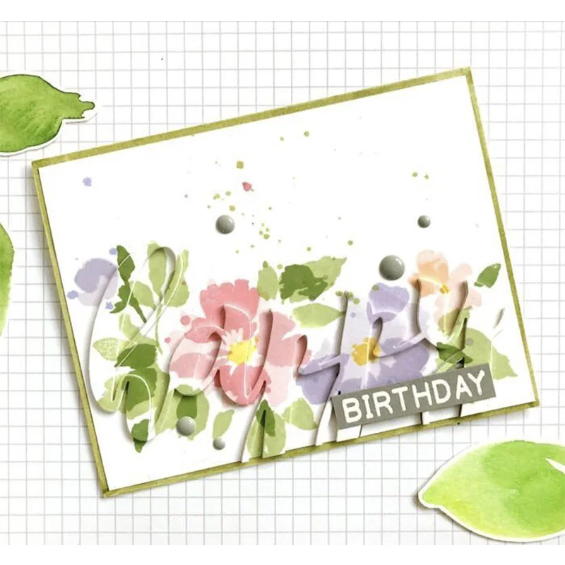 Новинка металлические Вырубные штампы и Скрапбукинг для изготовления бумаги на день рождения слово счастливое тиснение без Рамка для марок открыток