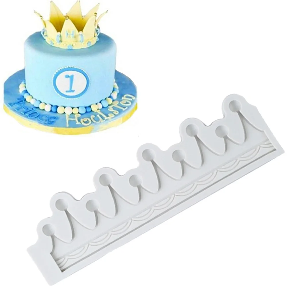 

1PC Baking Tools DIY Crown Shape Cake Silicone Mold Sugarcraft Fondant Cake Border Chocolate Gumpaste Mold Kitchen