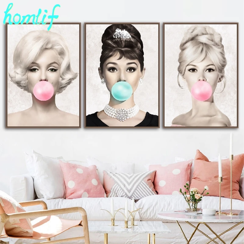 

5d diamond embroidery Audrey Hepburn Brigitte Bardot&Marilyn Monroe diamond painting cross stitch diamond mosaic Christmas gift