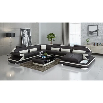

Combination living room sofa massage music player USB cow leather sofa set