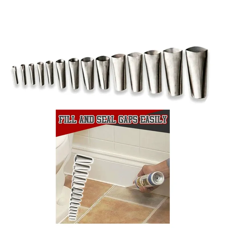 14Pcs Stainless Steel Glue Nozzle Caulking Finisher Caulk Nozzle