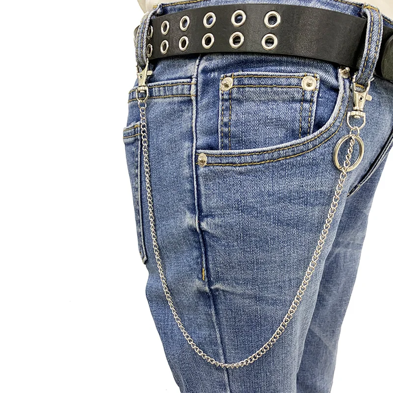 

Key Chains Single Layer Hanging Silver Metal Ring Rock Punk Style Unisex Belt Chain Wild Decoration Dancing Waist Chain