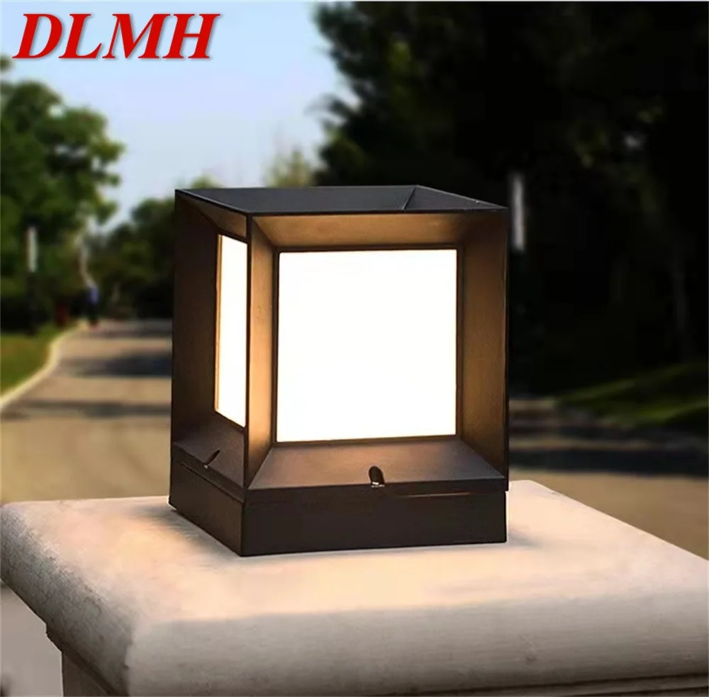 DLMH Outdoor Solar Cube Light LED Waterproof Pillar Post Lamp Fixtures for Home Garden Courtyard