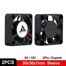 Gdstime – ventilateur de refroidissement Axial DC 5V 12V 2 broches Dupont 3007, 30mm x 30mm x 7mm, 3cm, Mini boîtier sans balais, 2 pièces