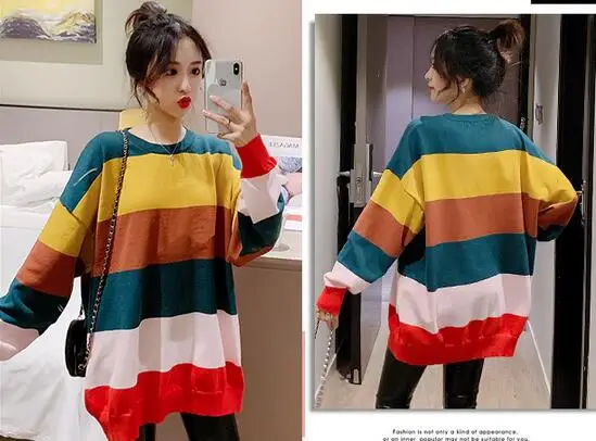 sweater Осень свитер в полоску для беременных Плюс Размер Блок Цвет Полосатый для беременных женщин трикотажное пальто свободные пуловеры с длинными рукавами - Цвет: sweater